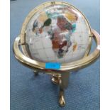 A gemstone terrestrial globe, approx 35cm H x 32cm W Location: R1:2