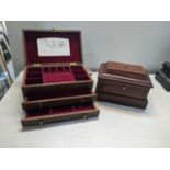 Two mid 20th century boxes to include a jewellery box having two drawers and Regency style