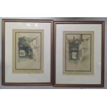 A pair of framed and glazed coloured engravings signed F Robson to margins entitled 'The George Inn'