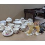 A mixed lot to include a set of cutlery ceramic part tea service and others, three Egyptian
