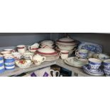 A mixed lot of ceramics to include Old Willow saucers, blue and white china, Tudor ware part