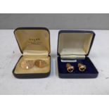 A pair of 9ct gold cufflinks and a pair of gold plated oval cufflinks, weighable gold 4.1g Location: