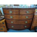 An early 19th century mahogany bow fronted chest of two short and three long drawers, 106.5cm x