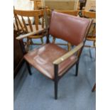 A vintage ole Wanscher chairs for Paul Jeppesen Danish leather upholstered armchair Location: