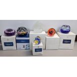 Six boxed Caithness paperweights to include Diamond Jubilee Prestige Garland, Crown Cypher, Royal