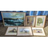Mixed pictures to include a Michael Vicary watercolour depicting Windsor, three David Shepherd