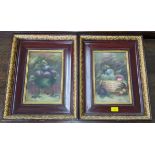 A pair of oil paintings depicting still life scenes of fruit in a bowl, indistinctly signed, 29cm