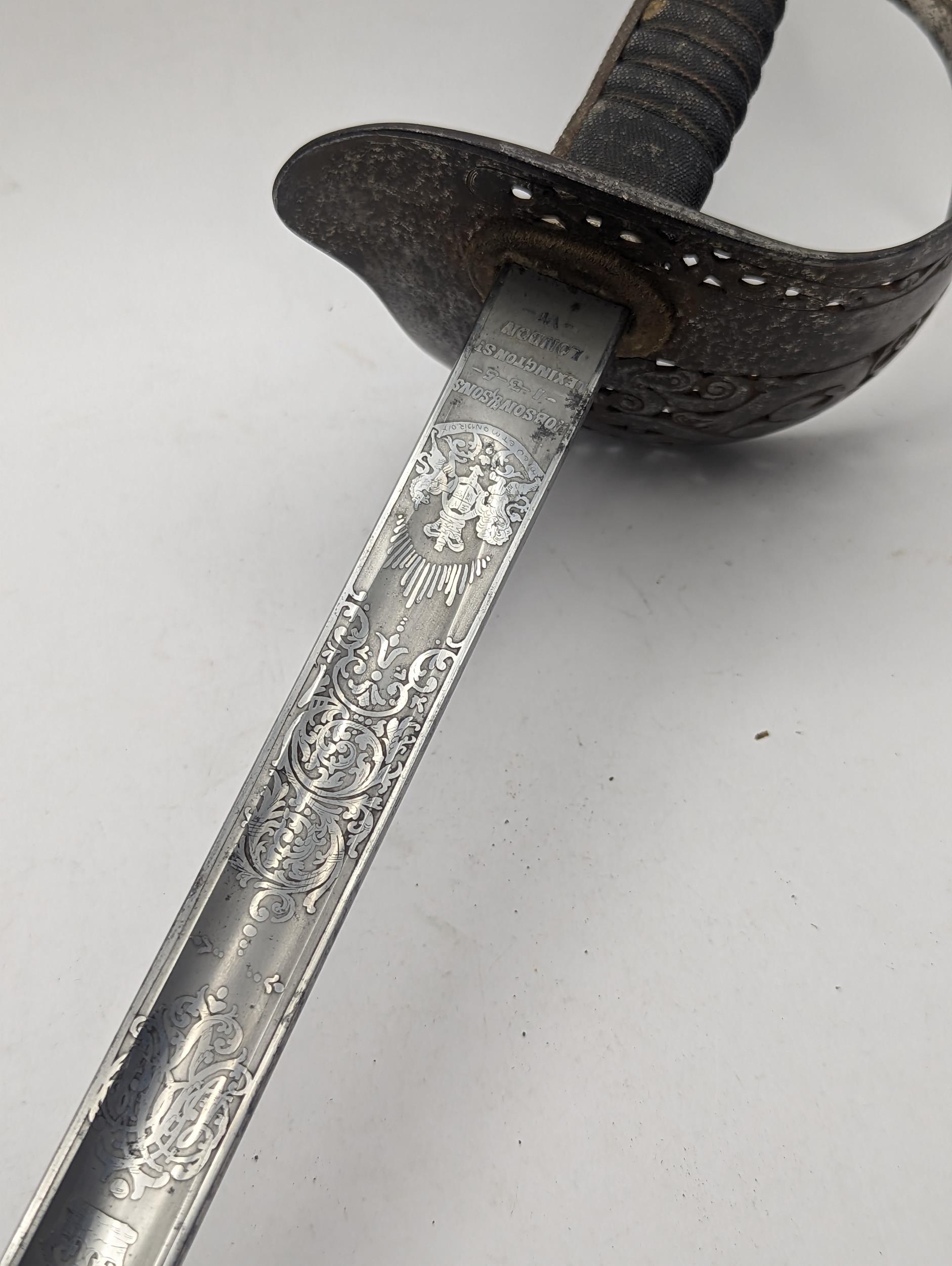 A 1897 pattern British infantry officers sword the 82cm blade by Hobson & Sons, hilt designed with - Image 5 of 13
