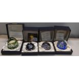 Four boxed Caithness paperweights to include Double Harlequin Regency stripe and others Location: