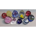 Ten mixed paperweights to include a Caithness Prestige limited edition numbered 4/60 Location: