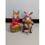 Two Royal Stratford limited ornaments of a pig and a fox Location: