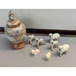 A group of Beswick sheep and lambs A/F together with a Japanese Kutani Location: