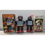 Two boxed vintage robot toys to include a Saturn the 13" Giant waling robot and a Super Space