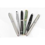 A collection of pens, comprising a L'Plume piston fill fountain pen, in green mottled enamel