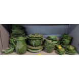 Bordallo Pinheiro green Cabbage pattern tableware and another dinner service in a similar pattern to