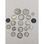 A collection of Georgian and Victorian British coinage to include a George III 1819 Sixpence,
