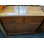 Victorian pine chest of two short and two long drawers on bracket feet 80cm h x 89cm x 43cm
