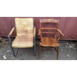 Two chairs to include a 19th century Windsor Oxford elm seated bar back chair and a contemporary