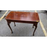 Early 20th century mahogany and beech side table on four carbide legs 74h x 99w Location: