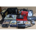 A selection of mainly electrical items to include a Walkman, cameras, Playstation, one console