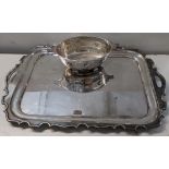 A large Walker & Hall Sheffield silver plate twin handled tray together with an Arts & Crafts Celtic