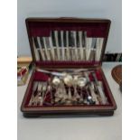 A silver plated and Sheffield steel kings pattern canteen of cutlery, Location: