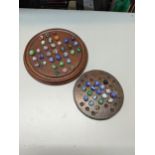 Two Victorian solitaire board with Victorian marbles