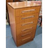 A retro G-Plan teak chest of six drawers designed by Victor Wilkins 104cm h x 46cm w Location: