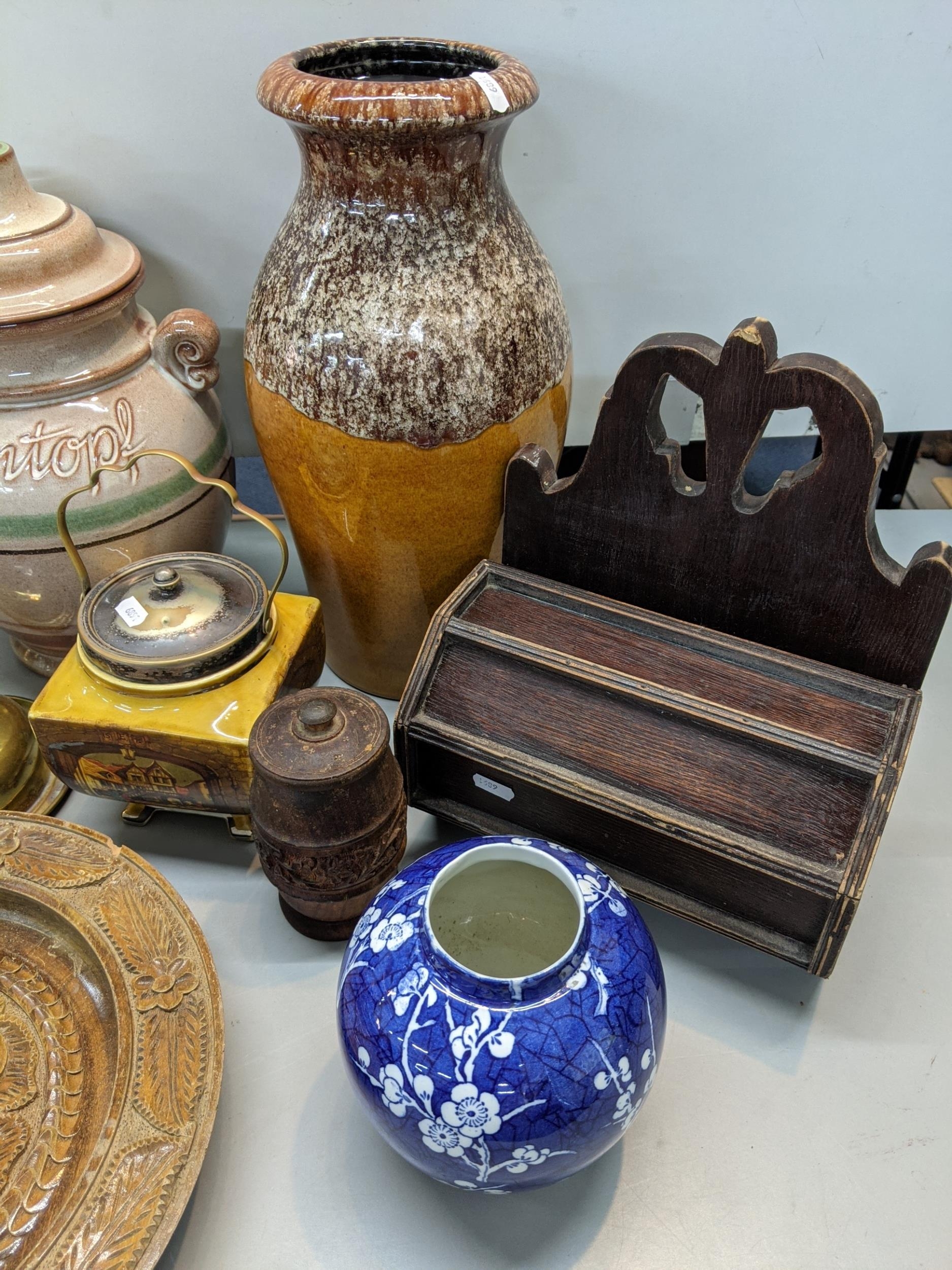 A mixed lot to include a Tillery Guardsman lamp, together with two oil lamps, a Rumtopf lidded - Image 2 of 6