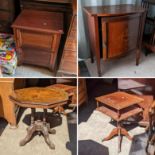 A mixed lot of furniture to include a late Victorian walnut table, bow fronted cabinet and other