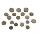 A collection of circa 1920-1947 mixed Florins, shillings and six pence, total weight 430g Location:
