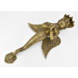 A 20th century brass Naga serpent door handle, 46 cm high Location: