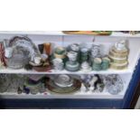 A large mixed lot to include glassware, serving platters, models of birds and other items