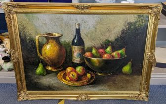 Chancellor - oil on canvas depicting a still life, 90 x 59.5, framed, Location: