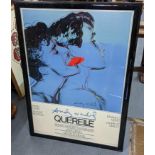 A movie poster for Querelle design by Andy Warhol, 99cm x 69cm framed Location: