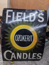 A Fields Ozokerit Candles enamel advertising sign, 123cm x 91cm Location: G