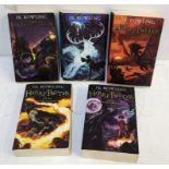 A set of five Harry Potter J.K Rowling special Bloomsbury first edition paperback books Location: