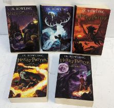 A set of five Harry Potter J.K Rowling special Bloomsbury first edition paperback books Location: