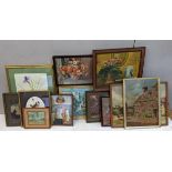 A quantity of mixed pictures to include framed oils and prints Location: