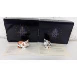 Two boxed Royal Crown Derby collectors guild paperweights to include Spice Kitten and Snuffle