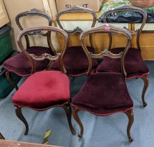 A matched set of Victorian rosewood serpentine fronted dining chairs Location: