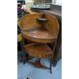 A late Georgian mahogany corner wash stand together with an early 20th century walnut side table