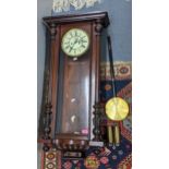 A Victorian Vienna mahogany cased 8 day wall hanging clock
