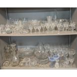 Glassware to include crystal cut decanters, crystal cut flute Champagne glasses, various glass