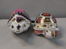 Four Royal Crown Derby Imari paperweights including a chipmunk, a hedgehog, a rabbit and a