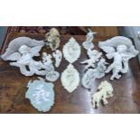 A collection of ceramic and other model figurines of cherubs A/F to include Dresden examples, a