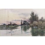 Frederick Garden Fraser - watercolour depicting a river scene, 38cm x 24cm, framed Location: