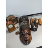 A mixed lot to include a Victorian mahogany mantle clock A/F together with a wall hanging