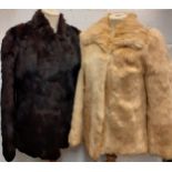 Two rabbit fur jackets comprising an Opera blonde example 36" chest x 24" long and a deep chestnut