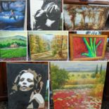 Mixed oil paintings to include two oil on canvas' signed Steele and others Location: